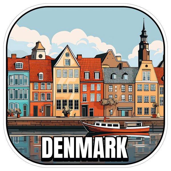 Denmark Sticker 4 Inch City Travel Souvenir Destination - Waterproof Vinyl Decal for Laptop Water Bottle Car Tumbler - Durable Aesthetic Long-Lasting Stickers for Adults ID44990