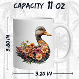 Duck Mug 11oz — White Ceramic Mallard Pond Bird Coffee Mug 2