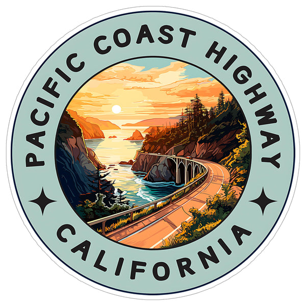 Pacific Coast Highway California Sticker 4 Inch — Waterproof Vinyl Decal City Travel Souvenir