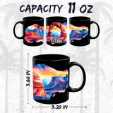 Utah State Mug 11oz — Black Ceramic Beehive State UT Coffee Mug 2