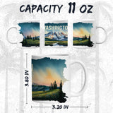 Washington State Coffee Mug 11oz — White Ceramic Evergreen State Mug 2