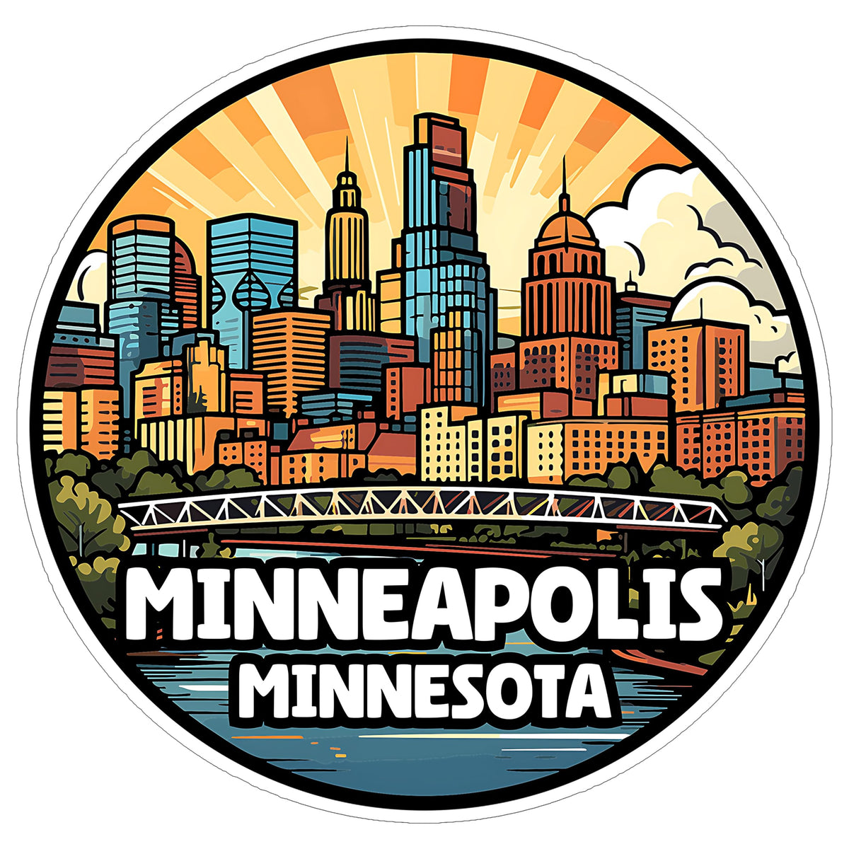 Minneapolis Minnesota Sticker 4 Inch — Waterproof Vinyl Decal City Travel Souvenir