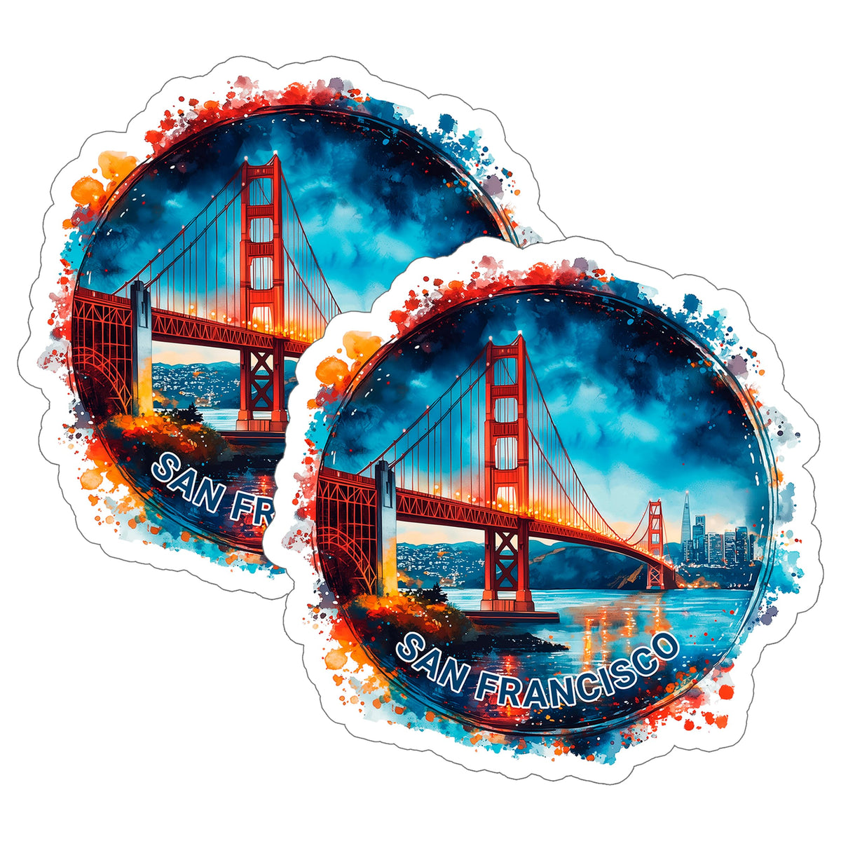 San Francisco California Sticker 4 Inch 2-Pack - Waterproof Vinyl Decal for Laptop Water Bottle Car Tumbler - Durable Aesthetic Long-Lasting Stickers for Adults ID45039