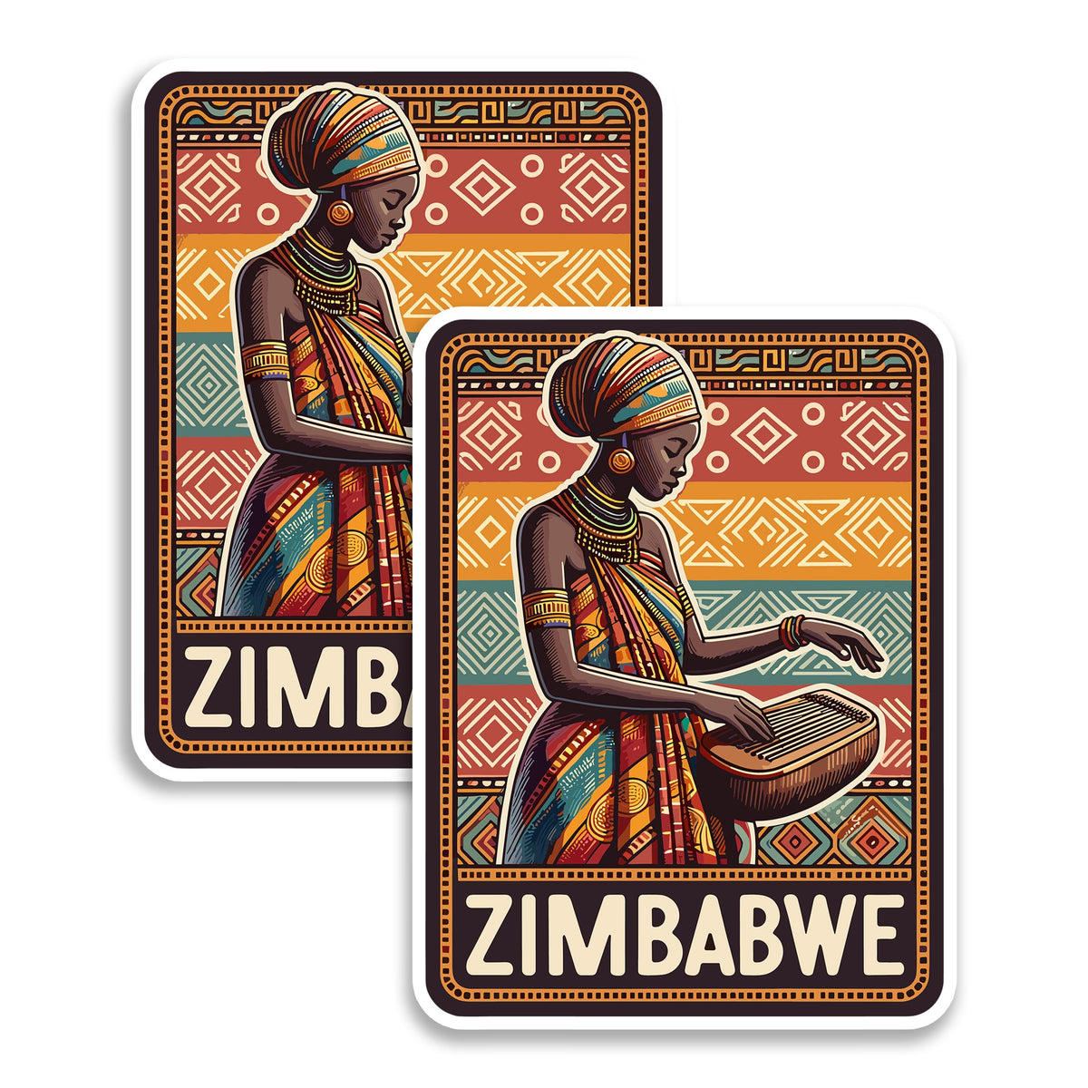 Zimbabwe Magnet 4 Inch 2-Pack Country Africa – Strong Vinyl Decorative Travel Magnets for Fridge Locker Kitchen Office – Cute Fun Aesthetic Cool Durable & Long-Lasting Souvenir ID44999