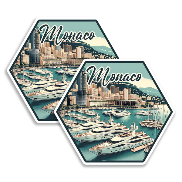 Monaco Magnet 4 Inch 2-Pack Riviera – Strong Vinyl Decorative Travel Magnets for Fridge Locker Kitchen Office – Cute Fun Aesthetic Cool Durable & Long-Lasting Souvenir ID44999