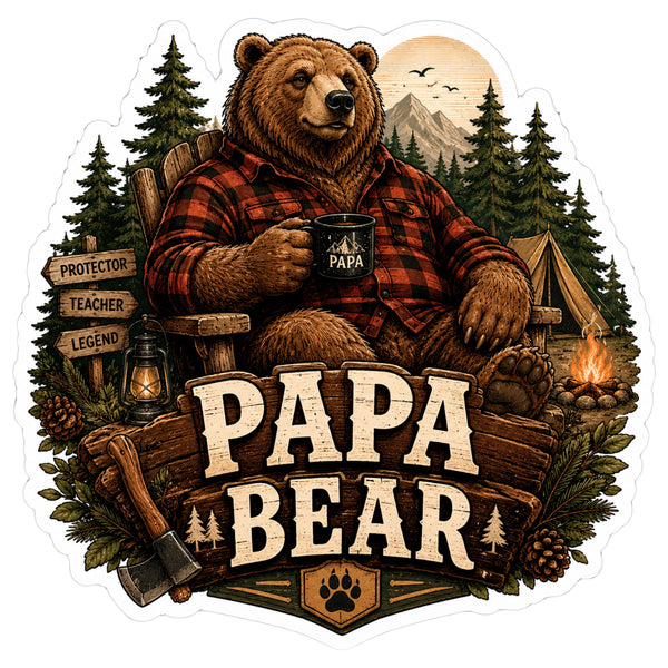 Papa Bear Sticker 4 Inch — Waterproof Vinyl Decal