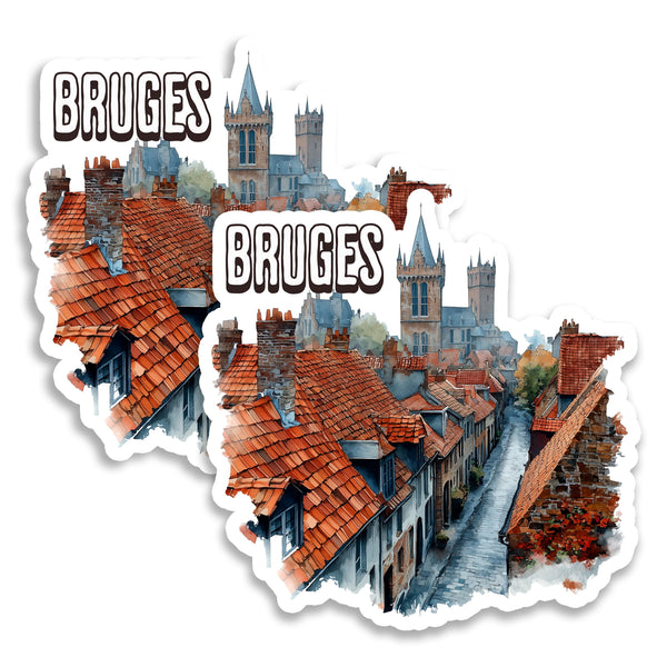 Bruges Belgium Magnet 4 Inch 2-Pack Canals Belfry – Strong Vinyl Decorative Travel Magnets for Fridge Locker Kitchen Office – Cute Fun Aesthetic Cool Durable & Long-Lasting Souvenir ID44999