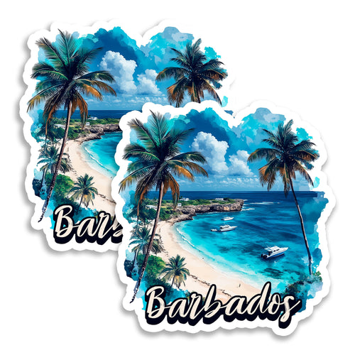 Barbados 4 inch vinyl fridge magnet 2-pack, caribbean beach rum design, durable kitchen office locker decor