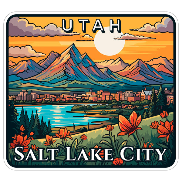 Salt Lake City Utah Sticker 4 Inch — Waterproof Vinyl Decal Waterfront Wilderness