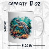 Sea Turtle Mug 11oz — White Ceramic Cute Ocean Turtle Coffee Mug 2