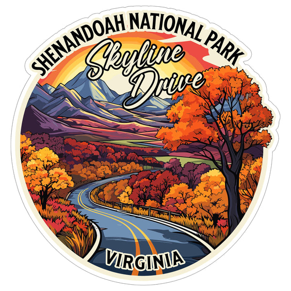 Skyline Drive Shenandoah National Park Virginia Sticker 4 Inch Nature Hiking - Waterproof Vinyl Decal for Laptop Water Bottle Car Tumbler - Durable Aesthetic Long-Lasting Stickers for Adults ID44990