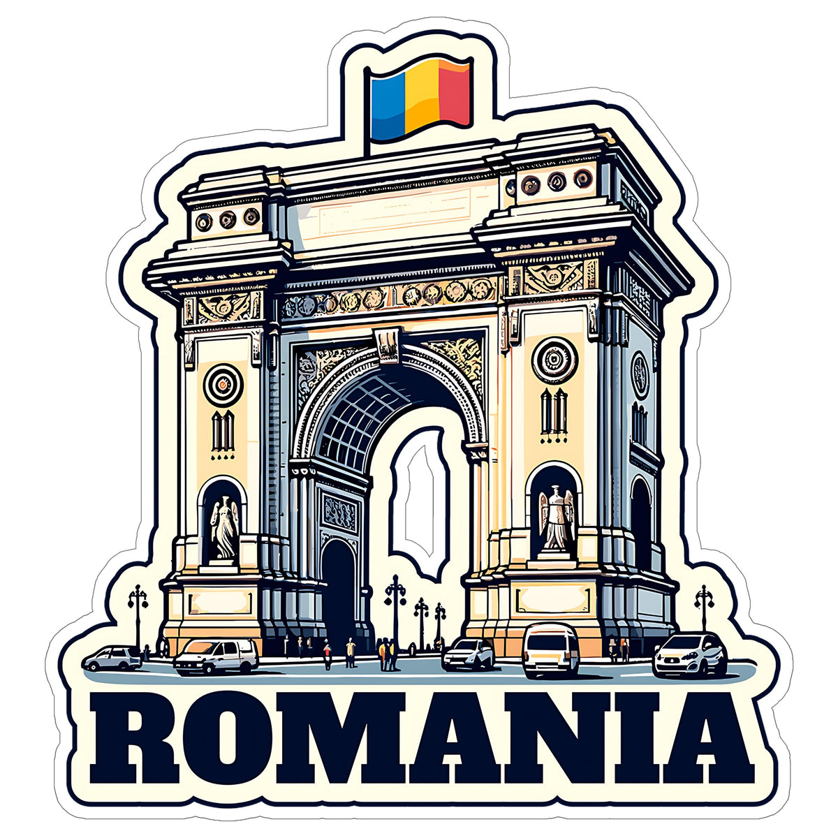 Romania Sticker 4 Inch — Waterproof Vinyl Decal Travel Souvenir