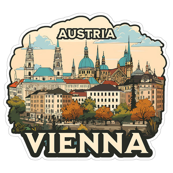 Vienna Austria Sticker 4 Inch City Travel Souvenir Destination - Waterproof Vinyl Decal for Laptop Water Bottle Car Tumbler - Durable Aesthetic Long-Lasting Stickers for Adults ID44990