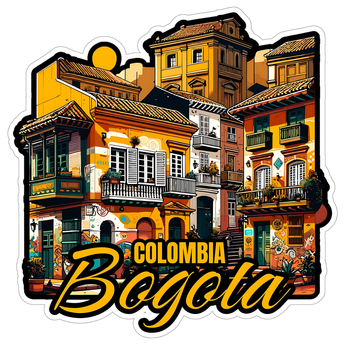 Bogota Colombia Sticker 4 Inch City Travel Souvenir Destination - Waterproof Vinyl Decal for Laptop Water Bottle Car Tumbler - Durable Aesthetic Long-Lasting Stickers for Adults ID44990