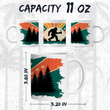 Bigfoot Coffee Mug 11oz — White Ceramic Sasquatch Cryptid Funny Mug 2