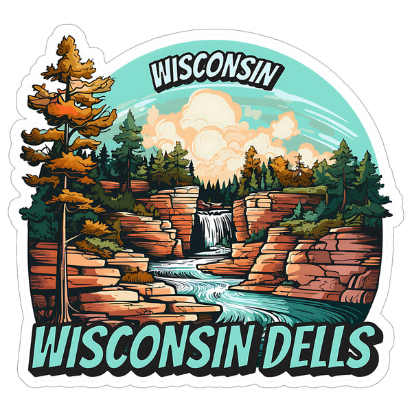 Wisconsin Dells Wisconsin Sticker 4 Inch City Travel Souvenir Destination - Waterproof Vinyl Decal for Laptop Water Bottle Car Tumbler - Durable Aesthetic Long-Lasting Stickers for Adults ID44990