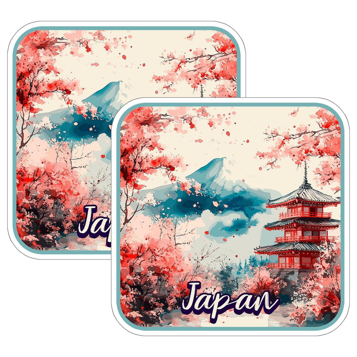 Japan Sticker 4 Inch 2-Pack - Waterproof Vinyl Decal for Laptop Water Bottle Car Tumbler - Durable Aesthetic Long-Lasting Stickers for Adults ID45039