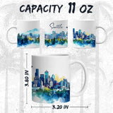 Seattle Washington Coffee Mug 11oz — White Ceramic Space Needle City Mug 2