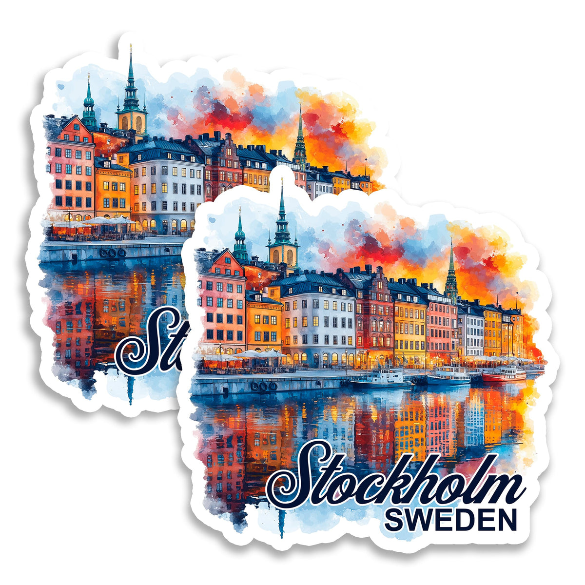 Stockholm Sweden Magnet 4 Inch 2-Pack Venice North – Strong Vinyl Decorative Travel Magnets for Fridge Locker Kitchen Office – Cute Fun Aesthetic Cool Durable & Long-Lasting Souvenir ID44999