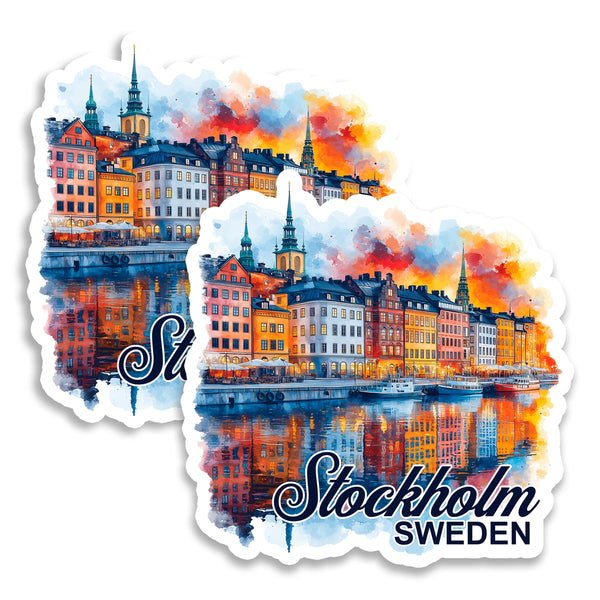 Stockholm Sweden Magnet 4 Inch 2-Pack Venice North – Strong Vinyl Decorative Travel Magnets for Fridge Locker Kitchen Office – Cute Fun Aesthetic Cool Durable & Long-Lasting Souvenir ID44999