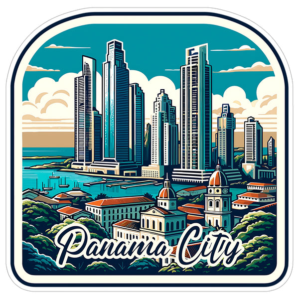 Panama City Sticker 4 Inch Travel Souvenir Destination - Waterproof Vinyl Decal for Laptop Water Bottle Car Tumbler - Durable Aesthetic Long-Lasting Stickers for Adults ID44990