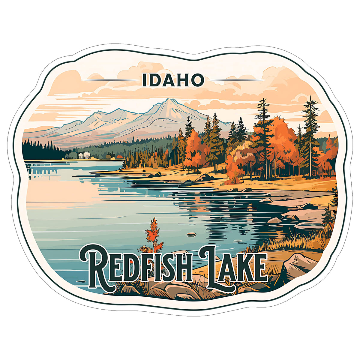 Redfish Lake Idaho Sticker 4 Inch — Waterproof Vinyl Decal Waterfront Wilderness