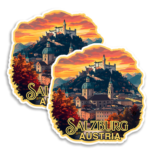 Salzburg Austria Magnet 4 Inch 2-Pack Mozart City – Strong Vinyl Decorative Travel Magnets for Fridge Locker Kitchen Office – Cute Fun Aesthetic Cool Durable & Long-Lasting Souvenir ID44999