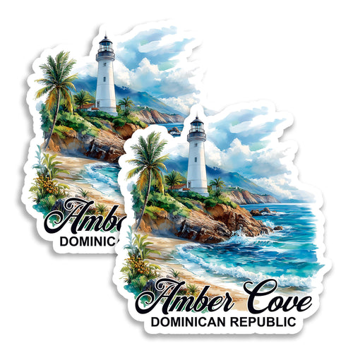 Amber Cove Dominican Republic 4 inch vinyl fridge magnet 2-pack, carnival cruise port design, durable kitchen office locker decor