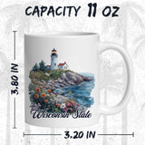 Wisconsin State Mug 11oz — White Ceramic Badger State WI Coffee Mug 2