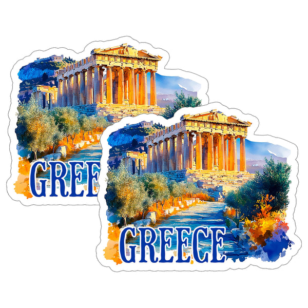 Greece Sticker 4 Inch 2-Pack - Waterproof Vinyl Decal for Laptop Water Bottle Car Tumbler - Durable Aesthetic Long-Lasting Stickers for Adults ID45039