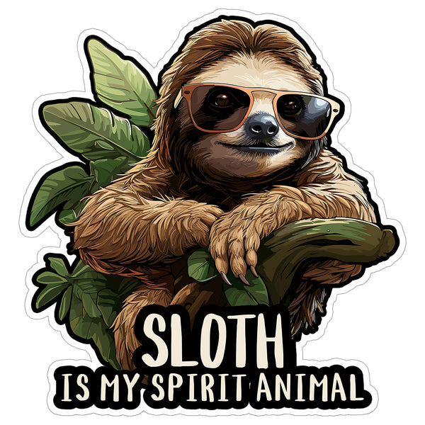 Sloth is My Spirit Animal Sticker 4 Inch — Waterproof Vinyl Decal Lazy Funny Relatable