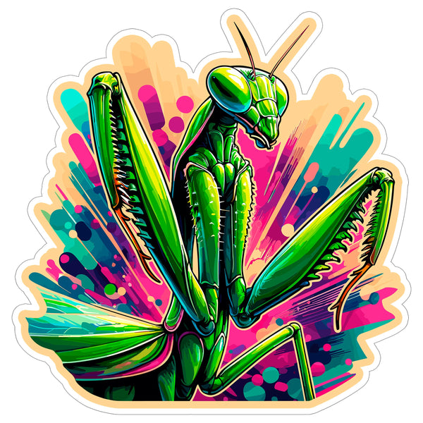 Praying Mantis Sticker 4 Inch — Waterproof Vinyl Decal Mantodea Predator Green