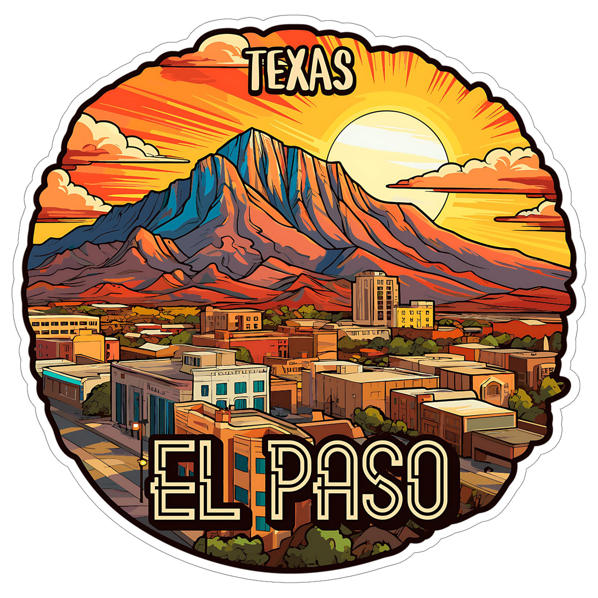 El Paso Texas Sticker 4 Inch — Waterproof Vinyl Decal City Travel Souvenir