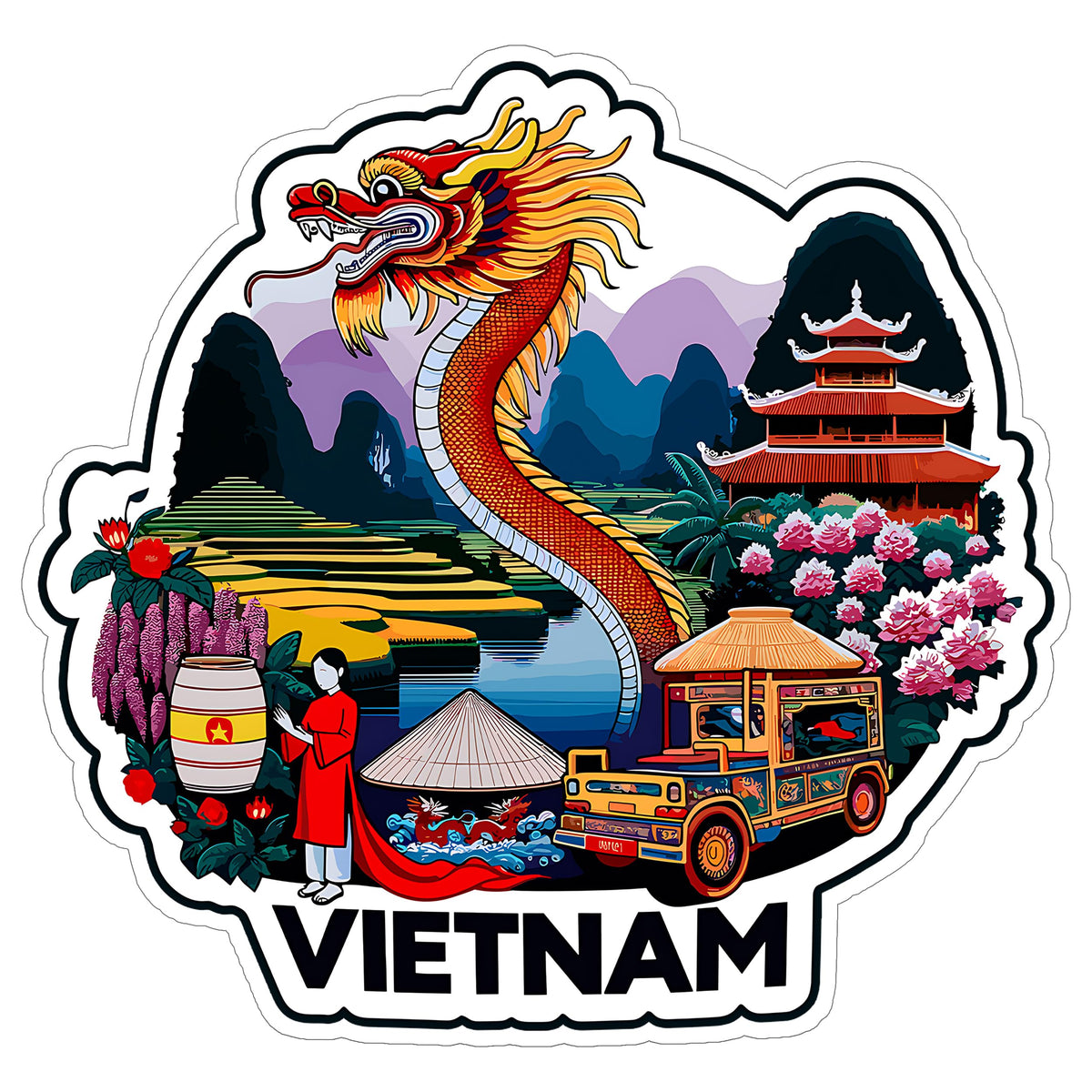 Vietnam Sticker 4 Inch — Waterproof Vinyl Decal Travel Souvenir