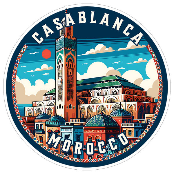 Casablanca Morocco Sticker 4 Inch City Travel Souvenir Destination - Waterproof Vinyl Decal for Laptop Water Bottle Car Tumbler - Durable Aesthetic Long-Lasting Stickers for Adults ID44990