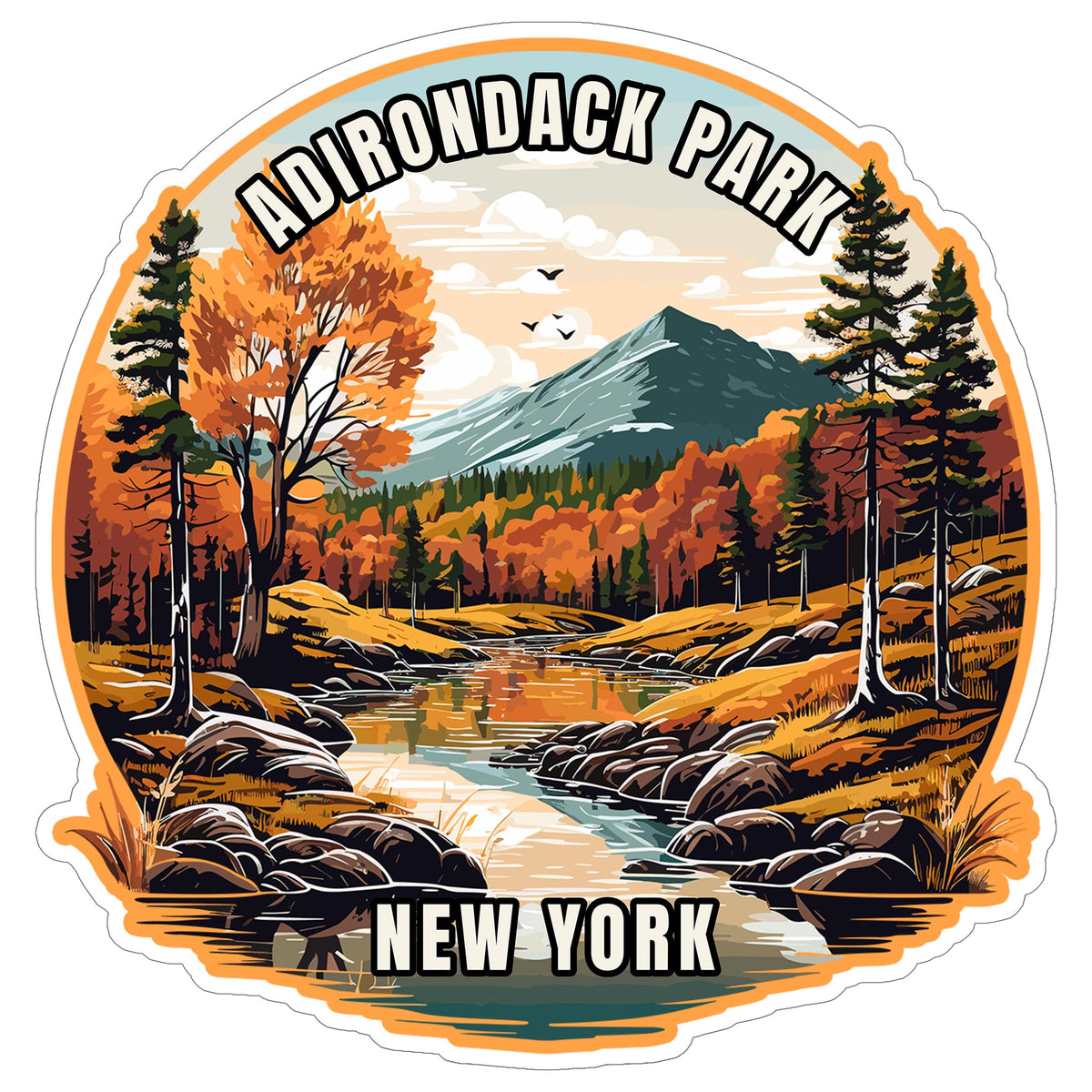 Adirondack Park New York Sticker 4 Inch Travel Souvenir City Destination - Waterproof Vinyl Decal for Laptop Water Bottle Car Tumbler - Durable Aesthetic Long-Lasting Stickers for Adults ID44990