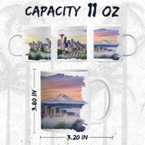 Seattle Skyline Washington Mug 11oz — White Ceramic City Skyline Urban View 2