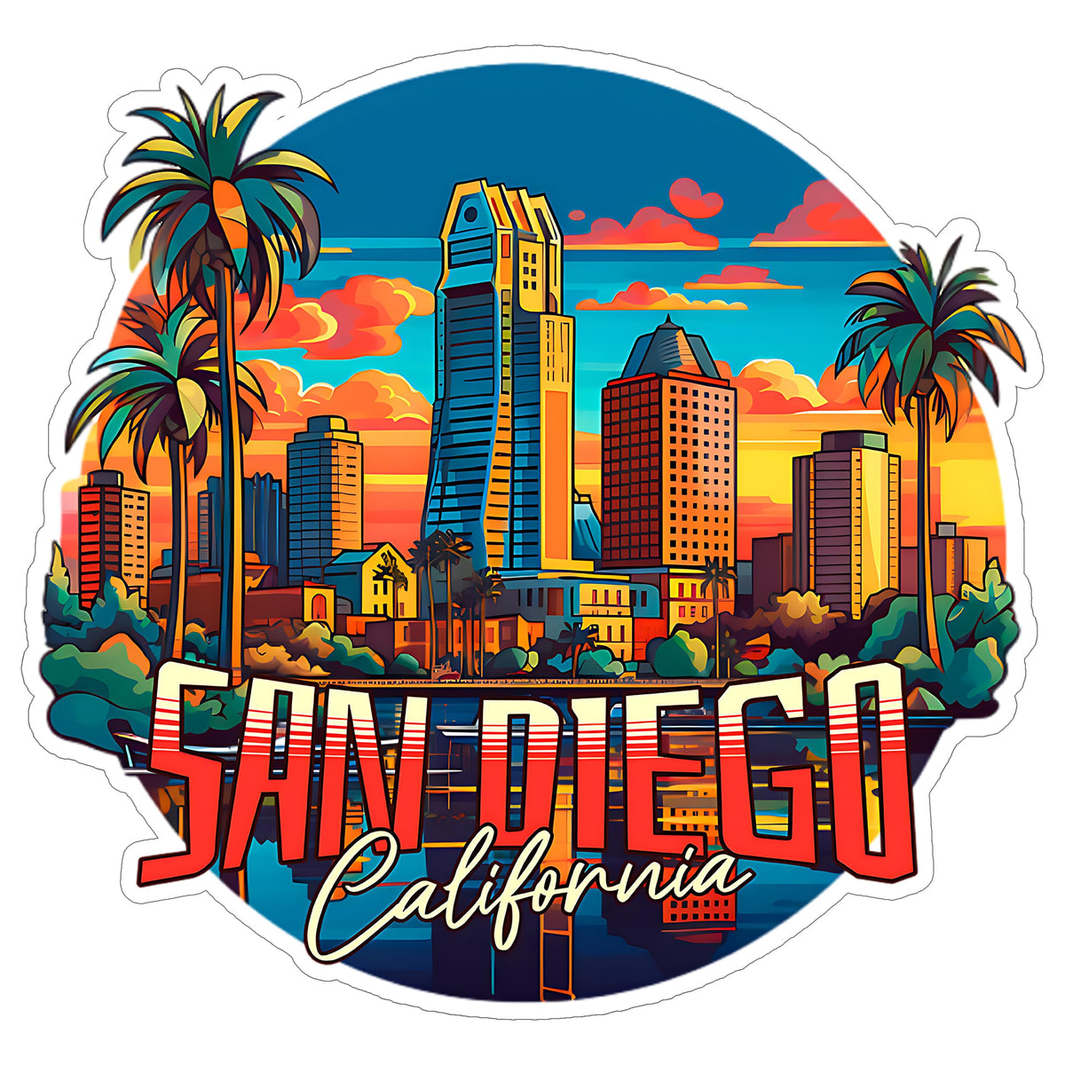 San Diego California Sticker 4 Inch — Waterproof Vinyl Decal City Travel Souvenir