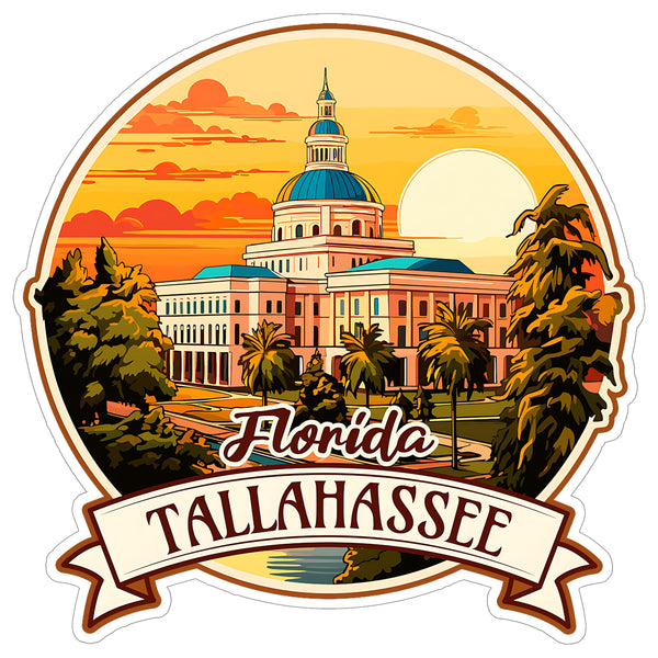 Tallahassee Florida Sticker 4 Inch City Travel Souvenir Destination - Waterproof Vinyl Decal for Laptop Water Bottle Car Tumbler - Durable Aesthetic Long-Lasting Stickers for Adults ID44990