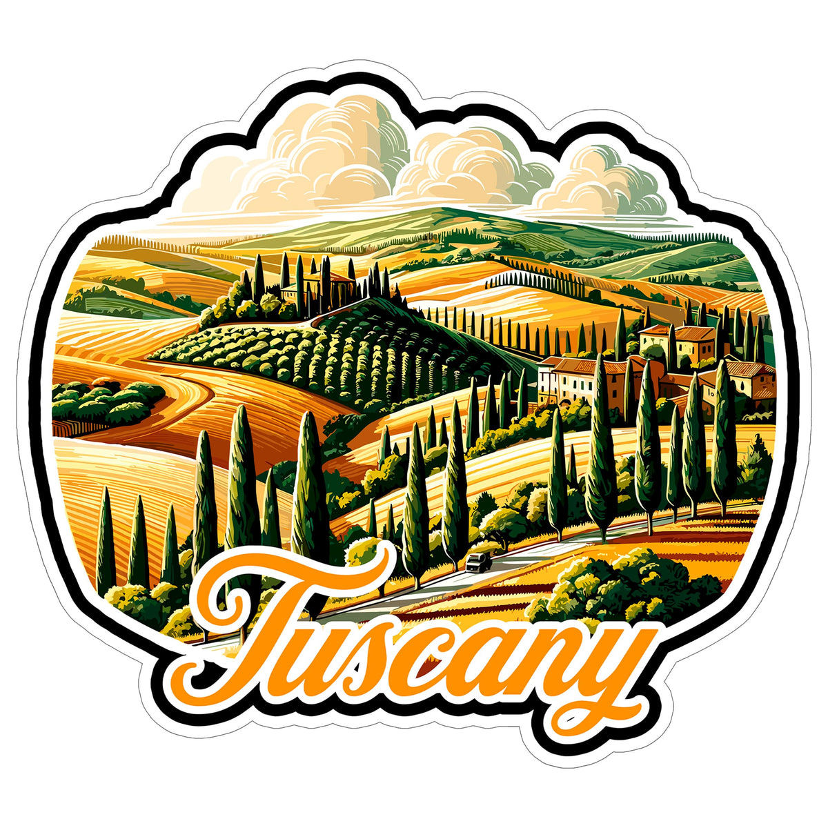 Tuscany Sticker 4 Inch City Travel Souvenir Destination - Waterproof Vinyl Decal for Laptop Water Bottle Car Tumbler - Durable Aesthetic Long-Lasting Stickers for Adults ID44990