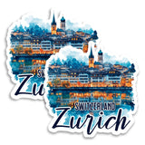 Zurich Switzerland Magnet 4 Inch 2-Pack Limmat City – Strong Vinyl Decorative Travel Magnets for Fridge Locker Kitchen Office – Cute Fun Aesthetic Cool Durable & Long-Lasting Souvenir ID44999 1