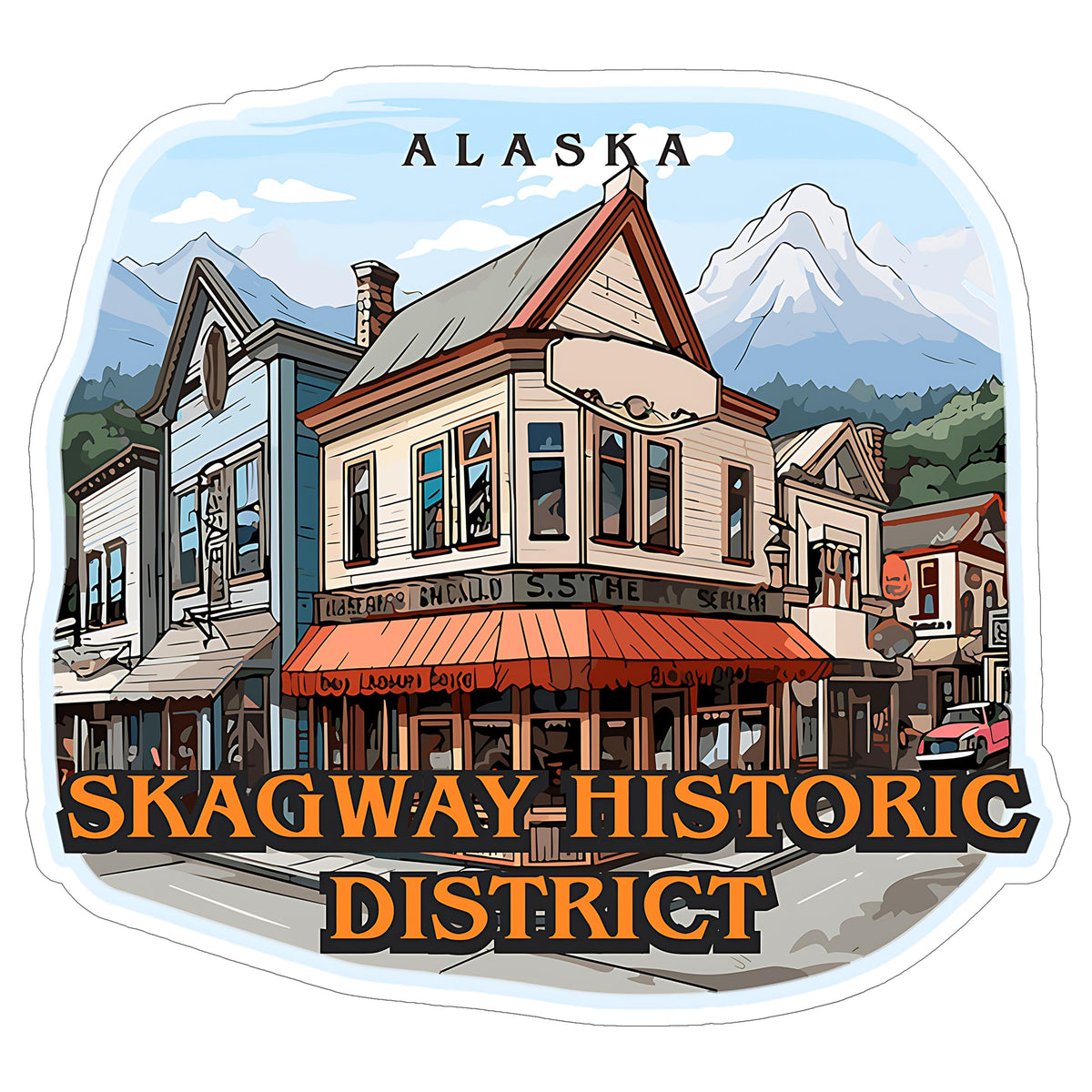 Skagway Historic District Alaska Sticker 4 Inch — Waterproof Vinyl Decal City Travel Souvenir