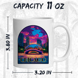Chicago Illinois Coffee Mug 11oz — White Ceramic City Skyline Mug 2