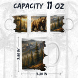 Bear Coffee Mug 11oz — White Ceramic Grizzly Kodiak Wildlife Mug 2