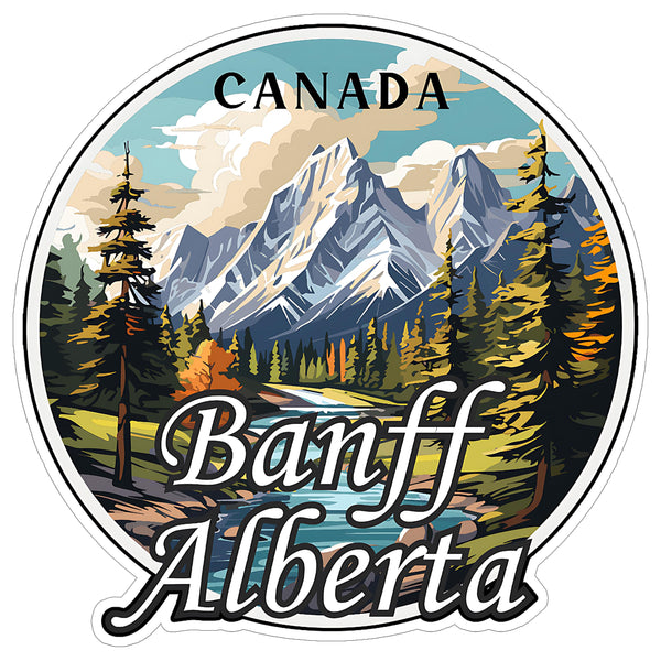 Banff Alberta Canada Sticker 4 Inch City Travel Souvenir Destination - Waterproof Vinyl Decal for Laptop Water Bottle Car Tumbler - Durable Aesthetic Long-Lasting Stickers for Adults ID44990