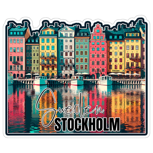 Stockholm Sweden Sticker 4 Inch City Travel Souvenir Destination - Waterproof Vinyl Decal for Laptop Water Bottle Car Tumbler - Durable Aesthetic Long-Lasting Stickers for Adults ID44990