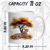 Cheetah Mug 11oz — White Ceramic Spotted Big Cat Coffee Mug 2