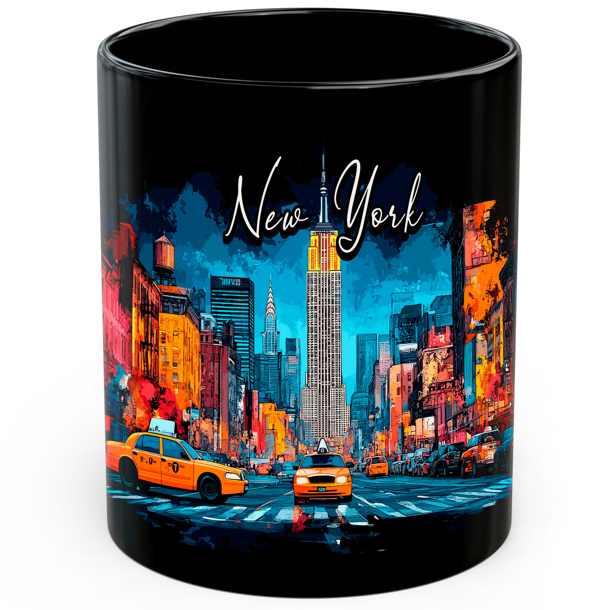 New York State Mug 11oz — Black Ceramic Empire State NY Coffee Mug