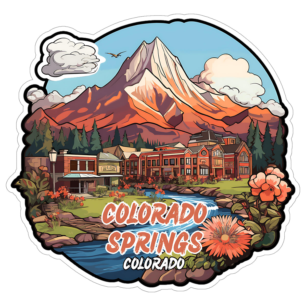 Colorado Springs Colorado Sticker 4 Inch — Waterproof Vinyl Decal City Travel Souvenir