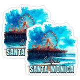 Santa Monica California Sticker 4 Inch 2-Pack - Waterproof Vinyl Decal for Laptop Water Bottle Car Tumbler - Durable Aesthetic Long-Lasting Stickers for Adults ID45039 1